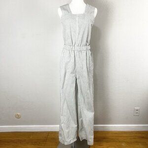 Everlane The Fatigue Apron Organic Cotton Linen Jumpsuit Overalls Striped‎ 00